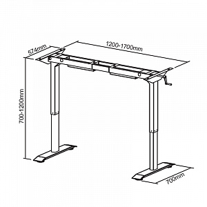 HorizonD MA10 - Основание стола механ. Сидя-Стоя (700-1200мм) ширина 1200-1700мм 70кг серебро